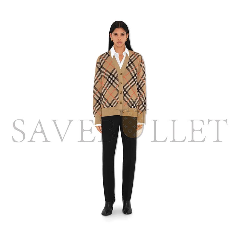 BURBERRY WOLL-MOHAIRMISCH-CARDIGAN IN CHECK 80934911